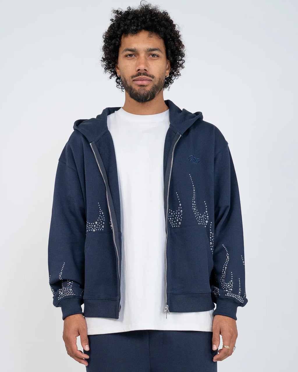 EPTM METAL FLAME ZIP NAVY HOODIE