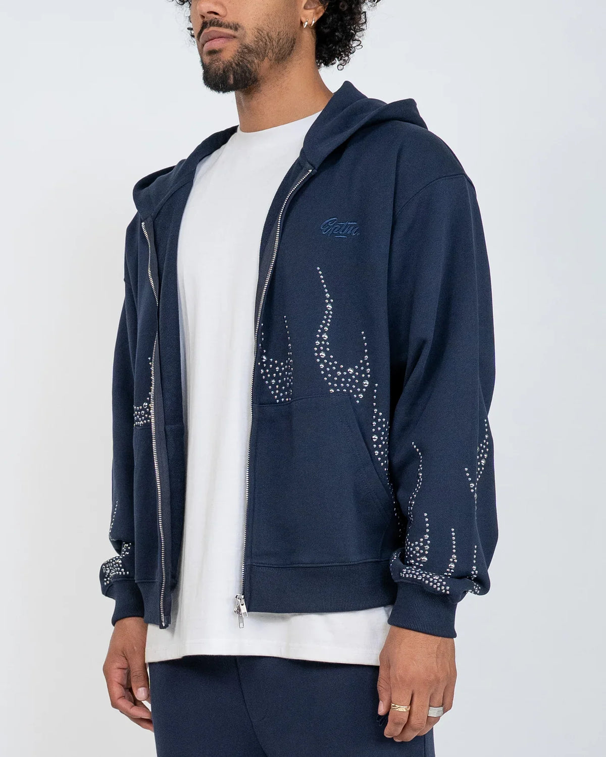 EPTM METAL FLAME ZIP NAVY HOODIE