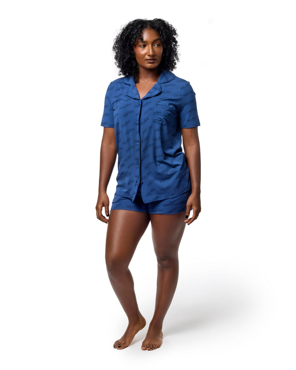 SIGNATURE LUXE PAJAMA SHORT SET - NAVY