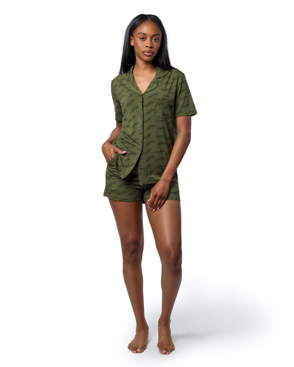 SIGNATURE LUXE PAJAMA SHORT SET - GREEN