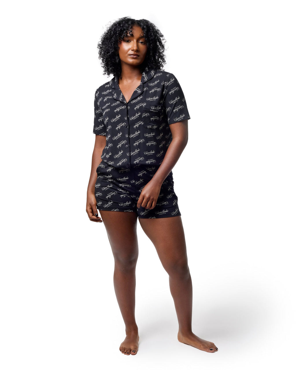 SIGNATURE LUXE PAJAMA SHORT SET - BLACK