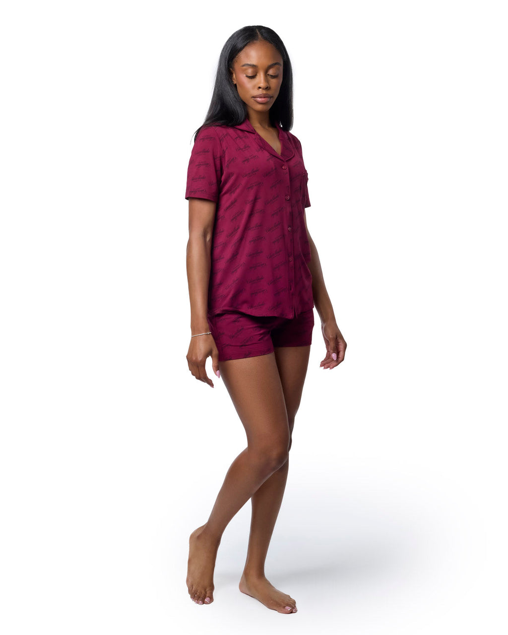 SIGNATURE LUXE PAJAMA SHORT SET - BURGUNDY