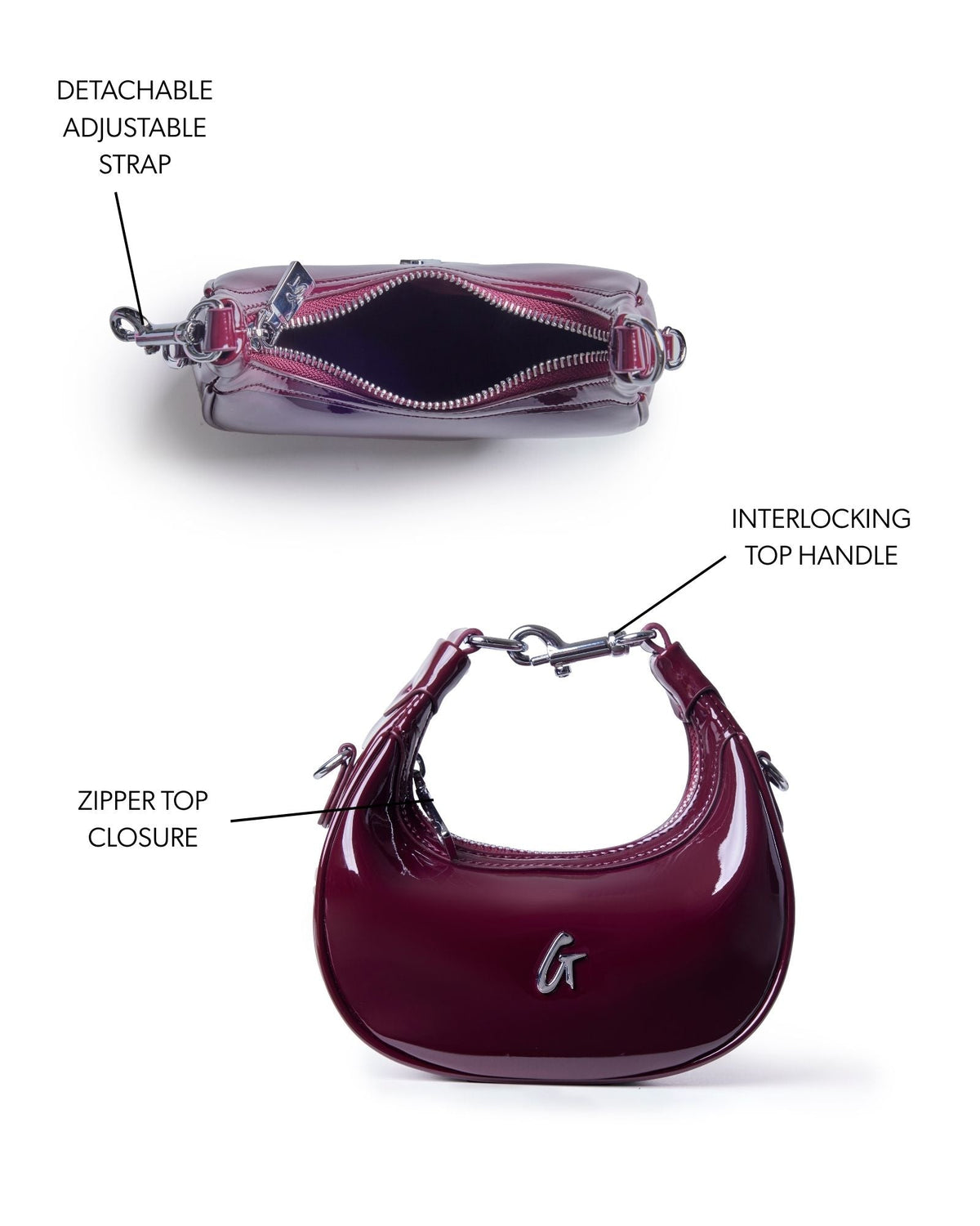 NANO MIRROR HOBO BAG - MIRROR BURGUNDY