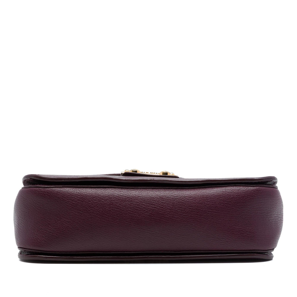 Miu Miu Goatskin Madras Push Lock Top Handle Satchel - Purple