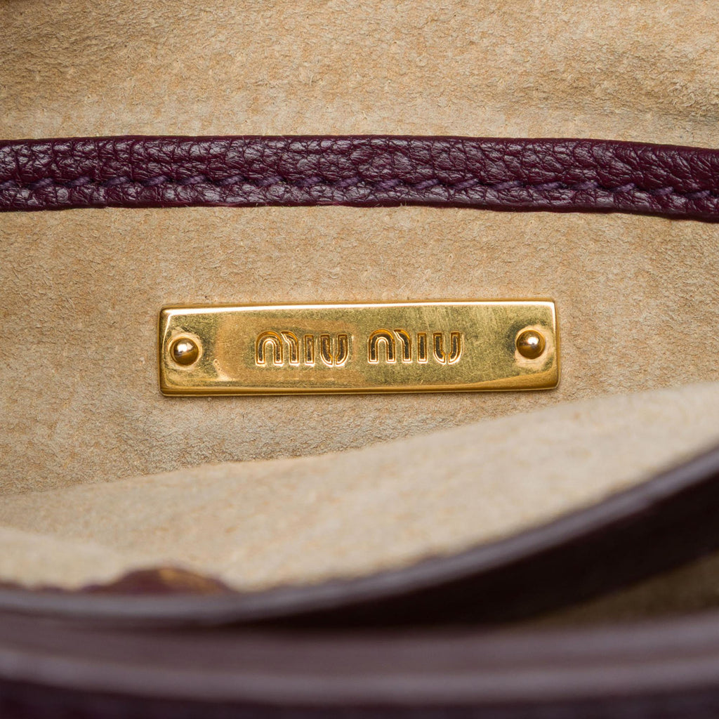 Miu Miu Goatskin Madras Push Lock Top Handle Satchel - Purple