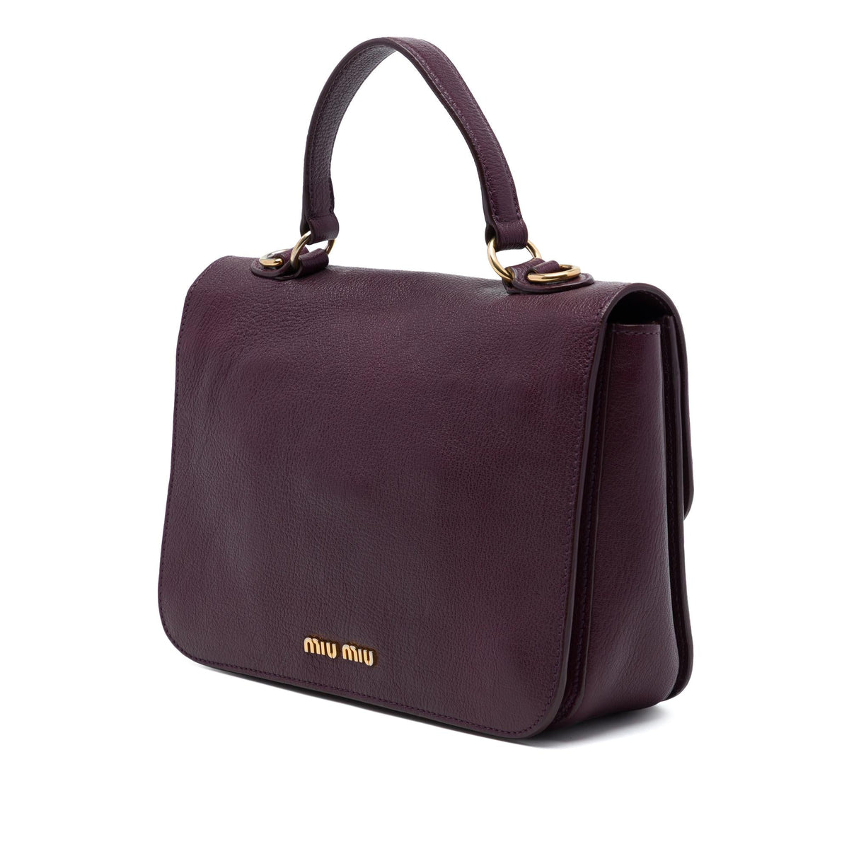 Miu Miu Goatskin Madras Push Lock Top Handle Satchel - Purple