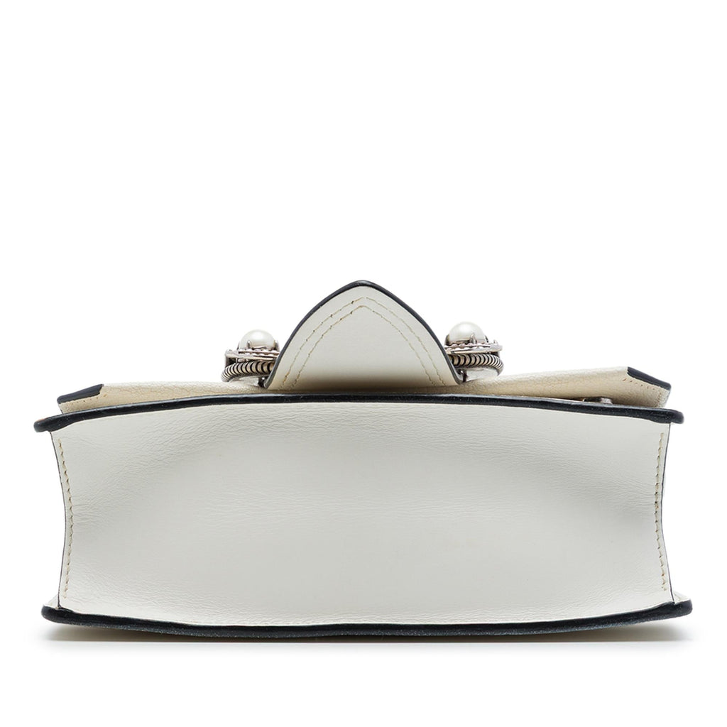 Miu Miu Goatskin Madras Soft Calf Crystal Embellished Crossbody Bag - White
