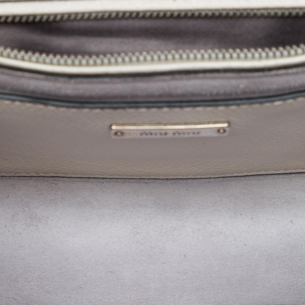 Miu Miu Goatskin Madras Soft Calf Crystal Embellished Crossbody Bag - White