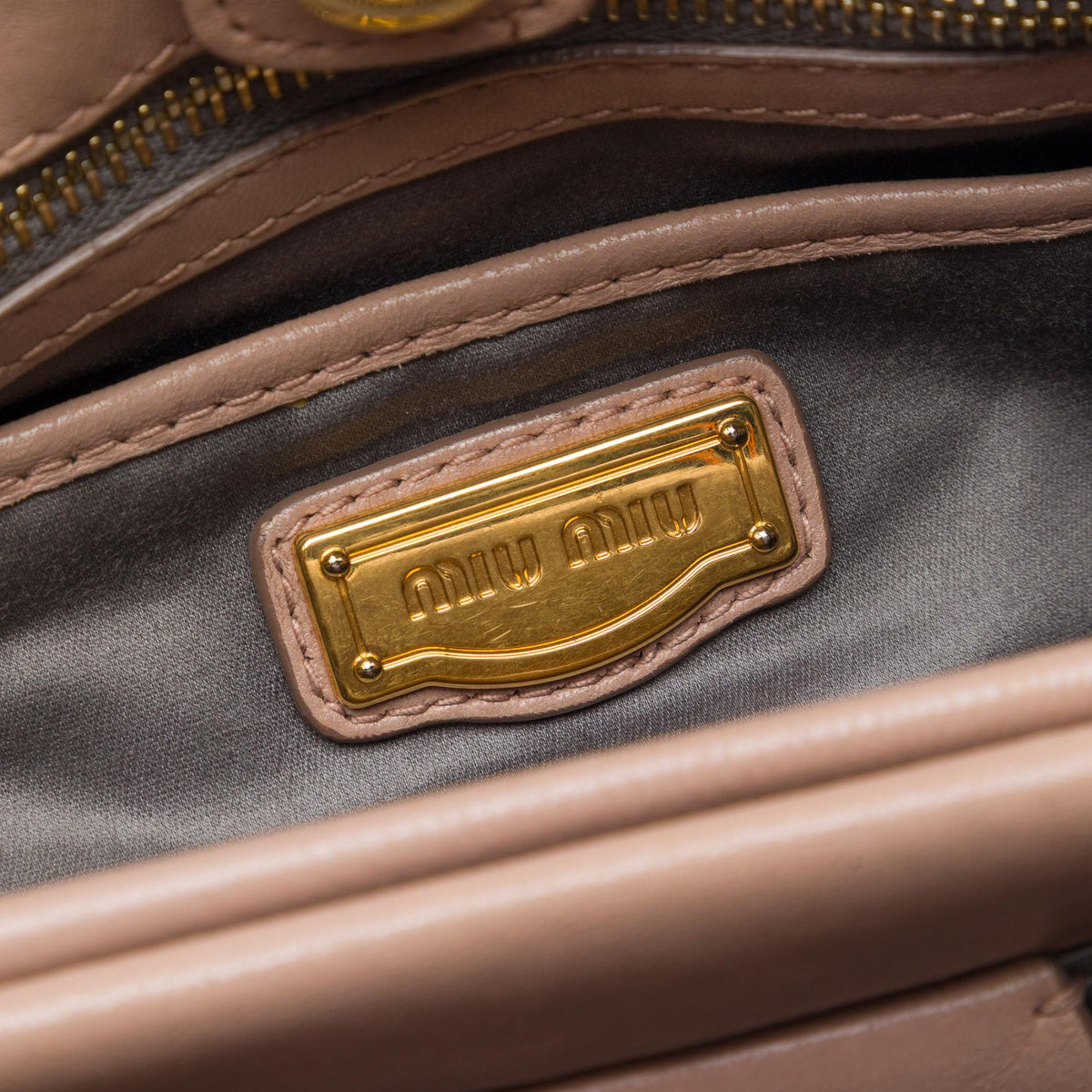 Miu Miu Matelasse Nappa Satchel - Brown