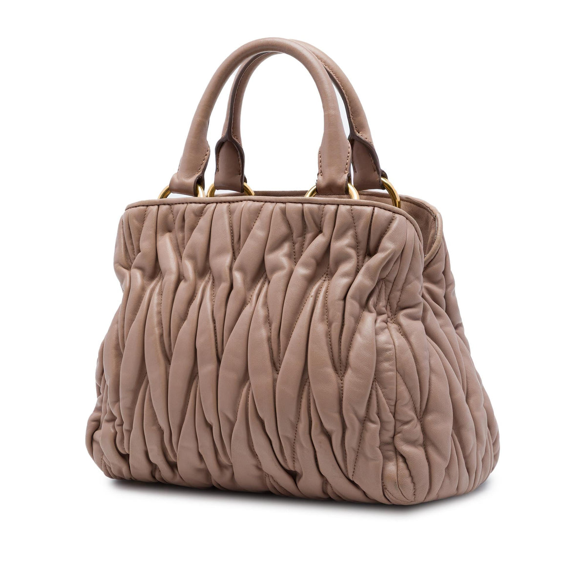 Miu Miu Matelasse Nappa Satchel - Brown