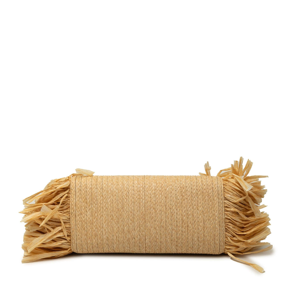 Miu Miu Raffia Straw Fringe Satchel - Beige