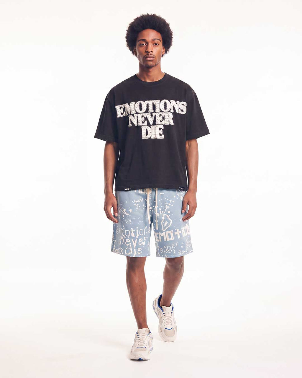 Mixed Emotions End Rhinestone Tee Black