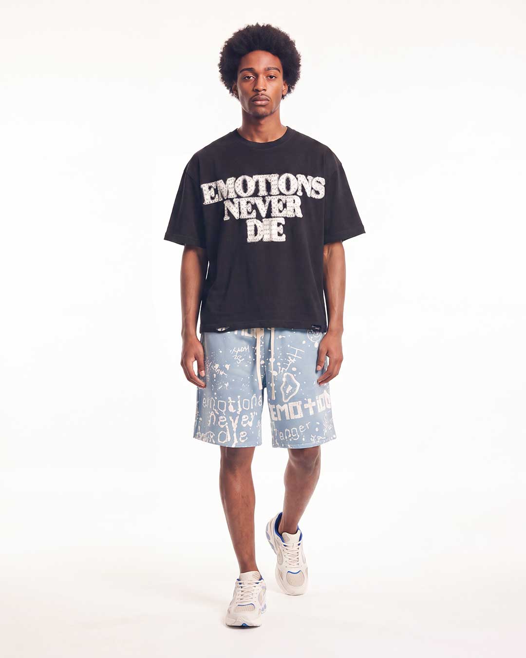 Mixed Emotions End Rhinestone Tee Black