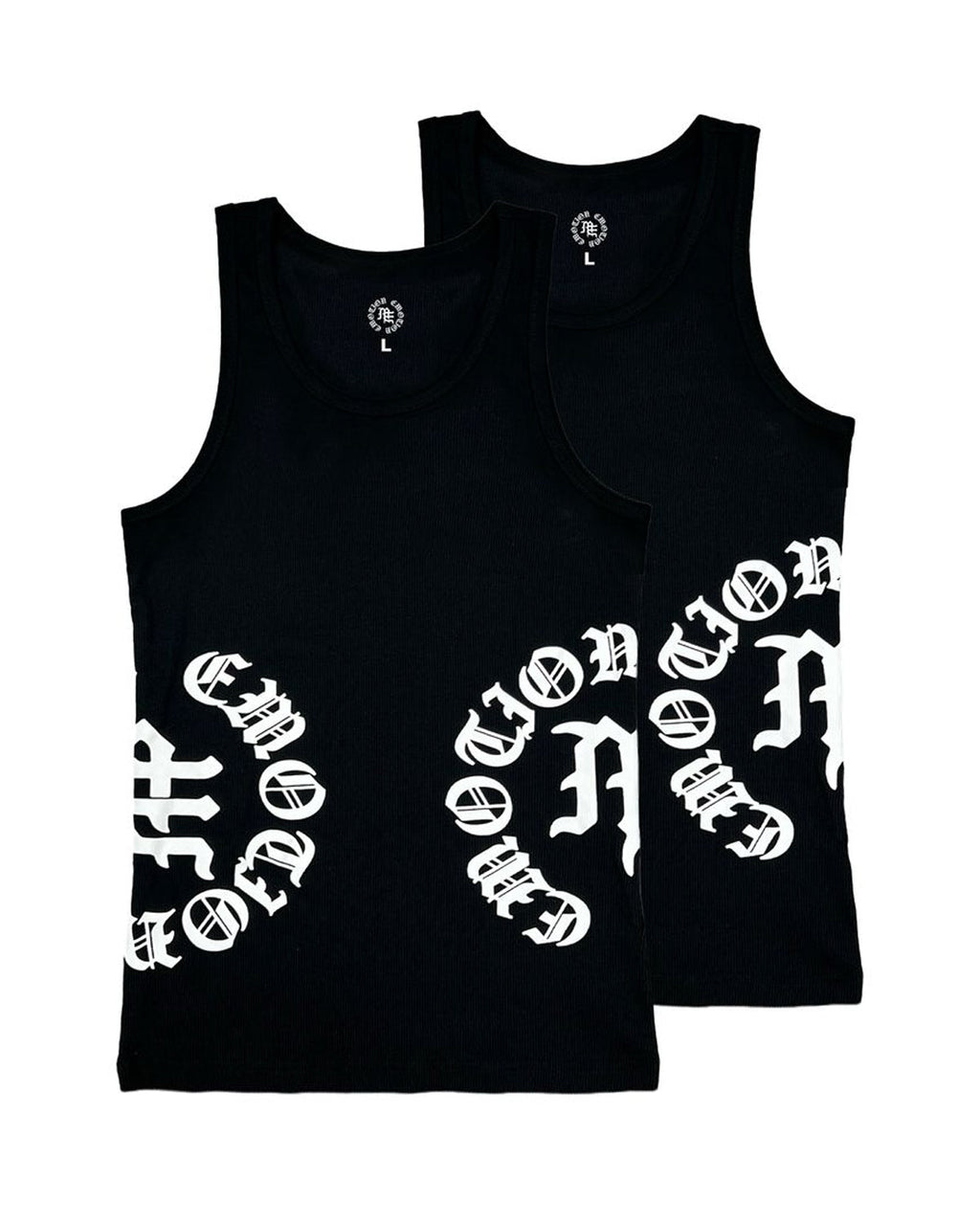Mixed Emotions Script Tank Top 2 Pack Black