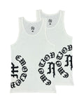 Mixed Emotions Script Tank Top 2 Pack White