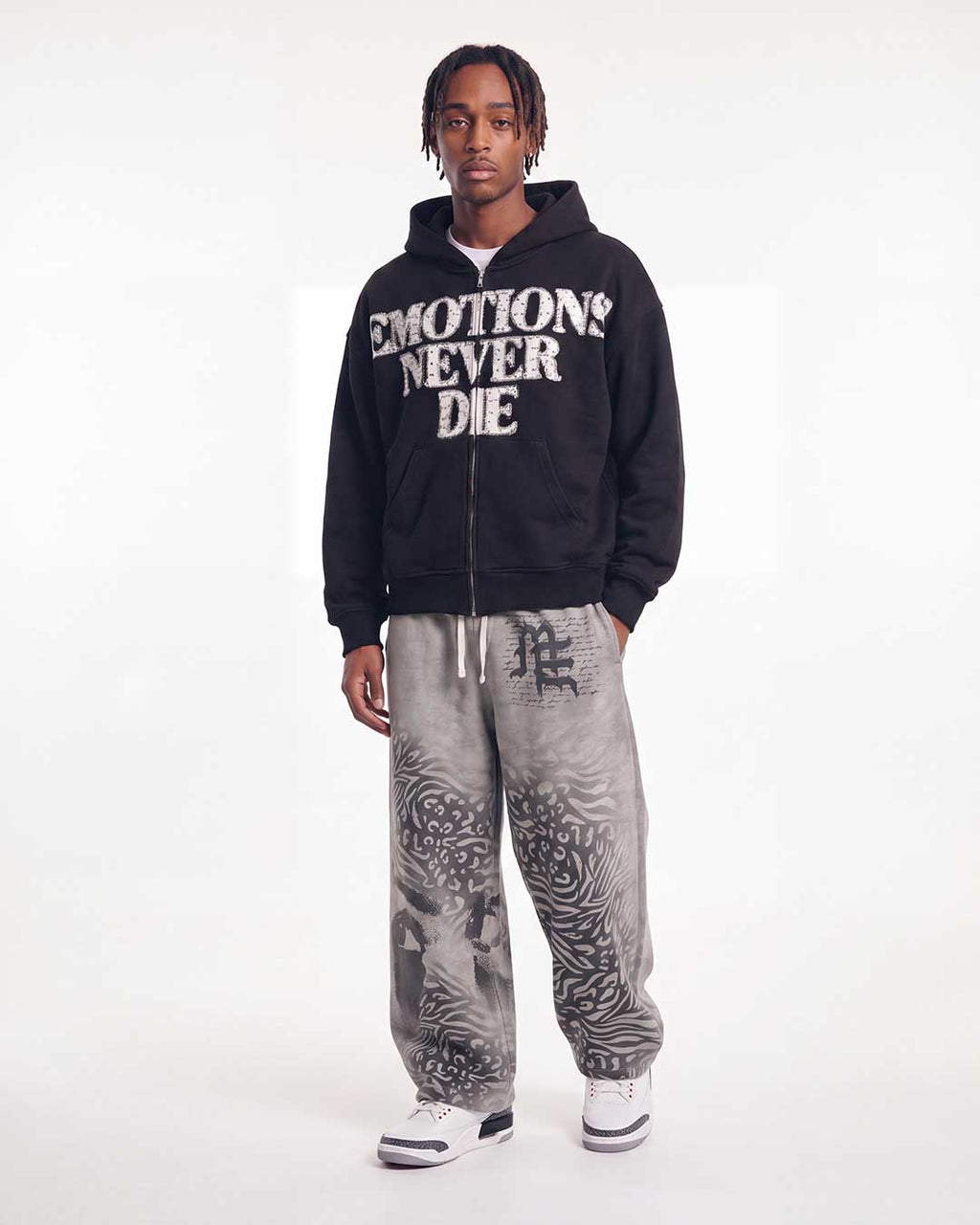 Mixed Emotions "End" Rhinestone Hoodie Black