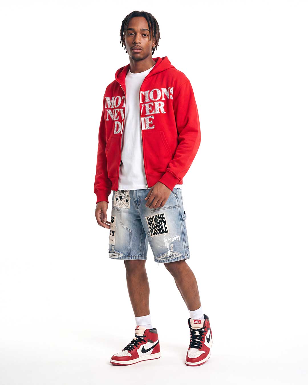 Mixed Emotions "End" Rhinestone Hoodie Red