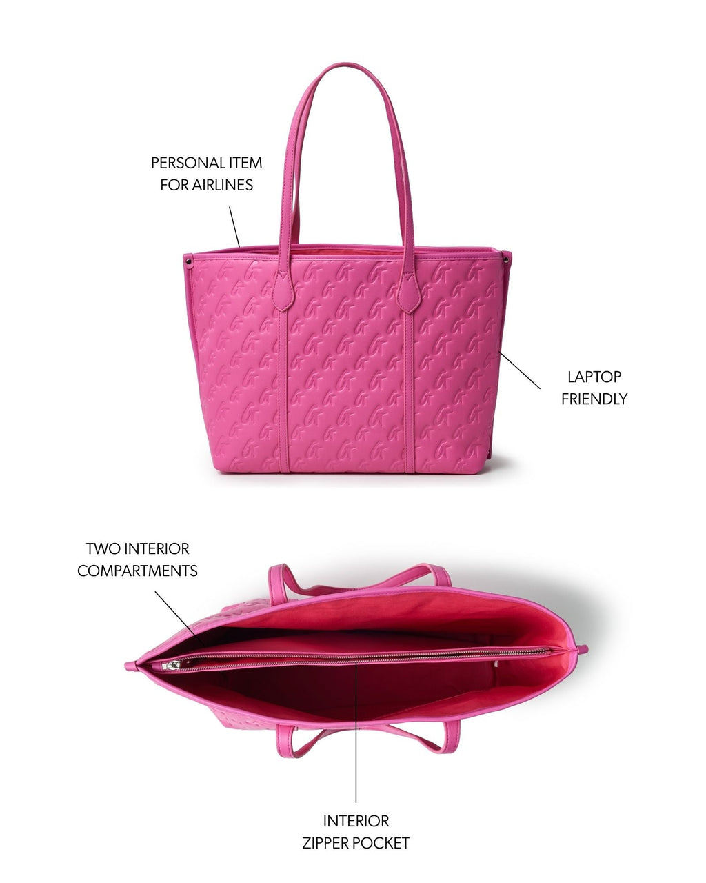 MONOGRAM SLEEK TOTE - HOT PINK