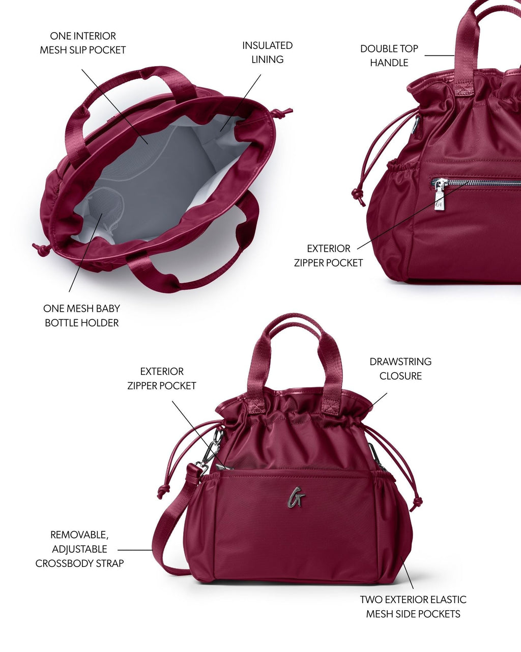 NYLON LUNCH BAG - BURGUNDY