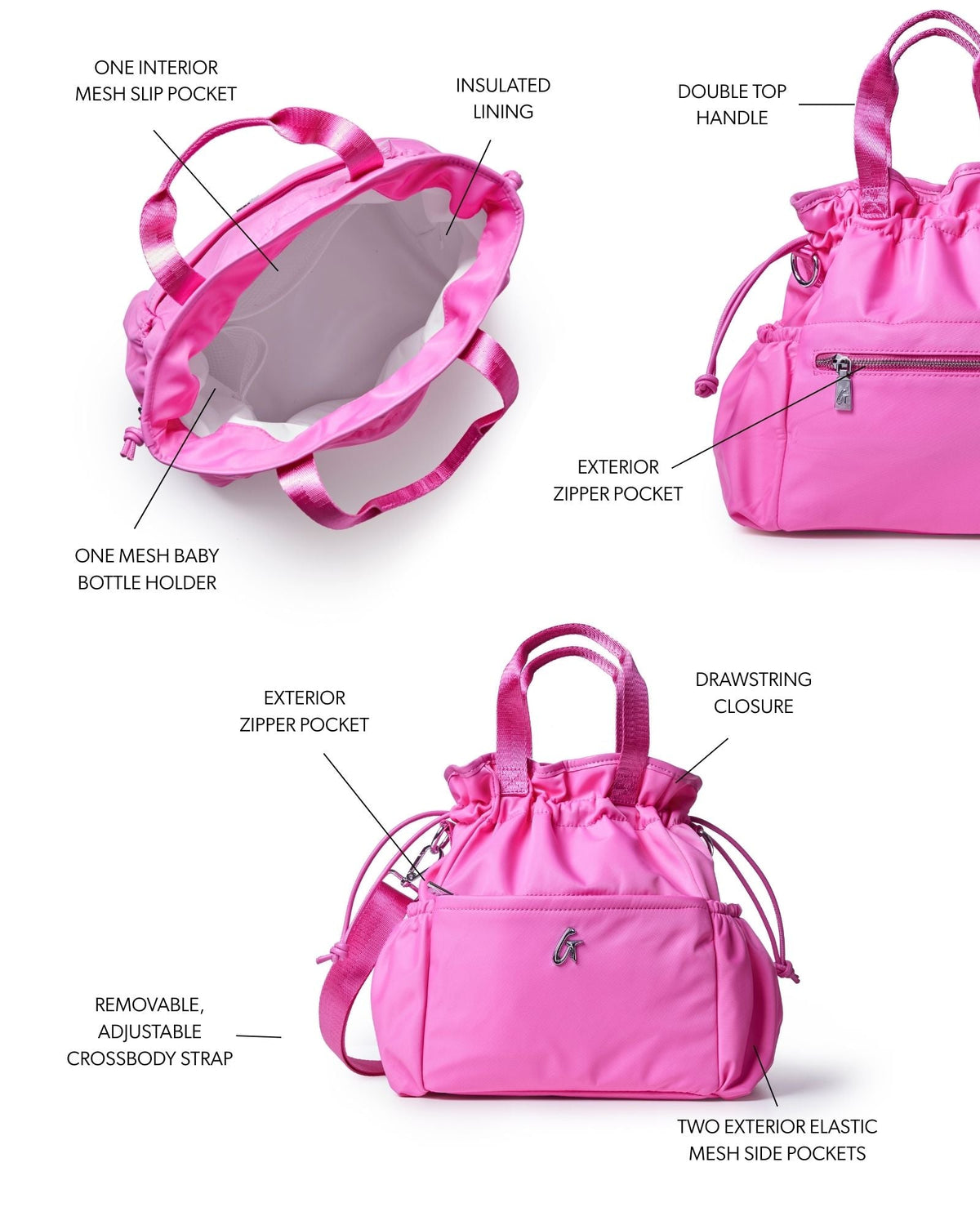NYLON LUNCH BAG - HOT PINK