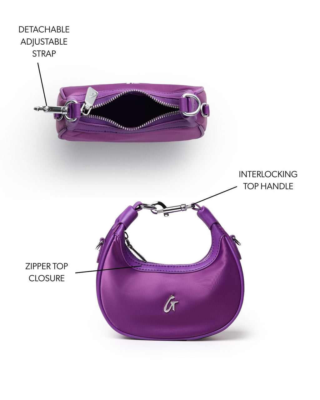 NANO NYLON HOBO BAG - PURPLE