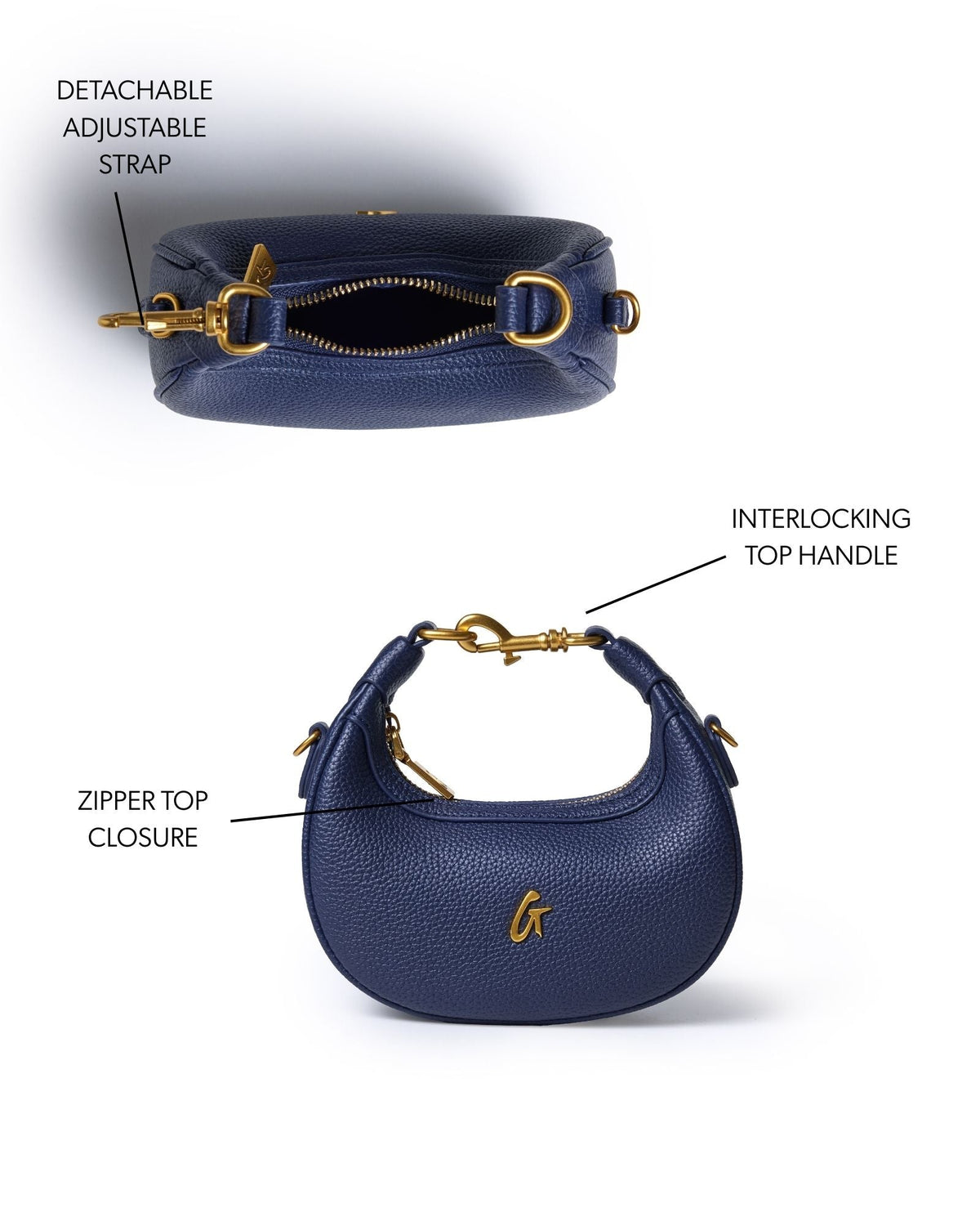 NANO PEBBLE HOBO BAG - NAVY