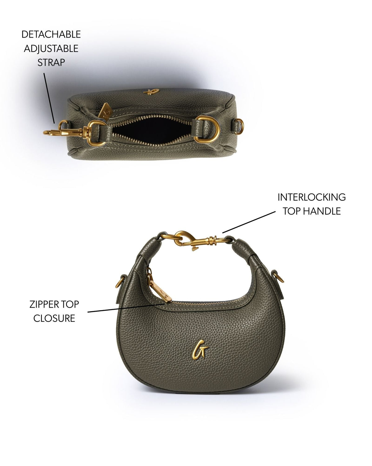 NANO PEBBLE HOBO BAG - OLIVE GREEN