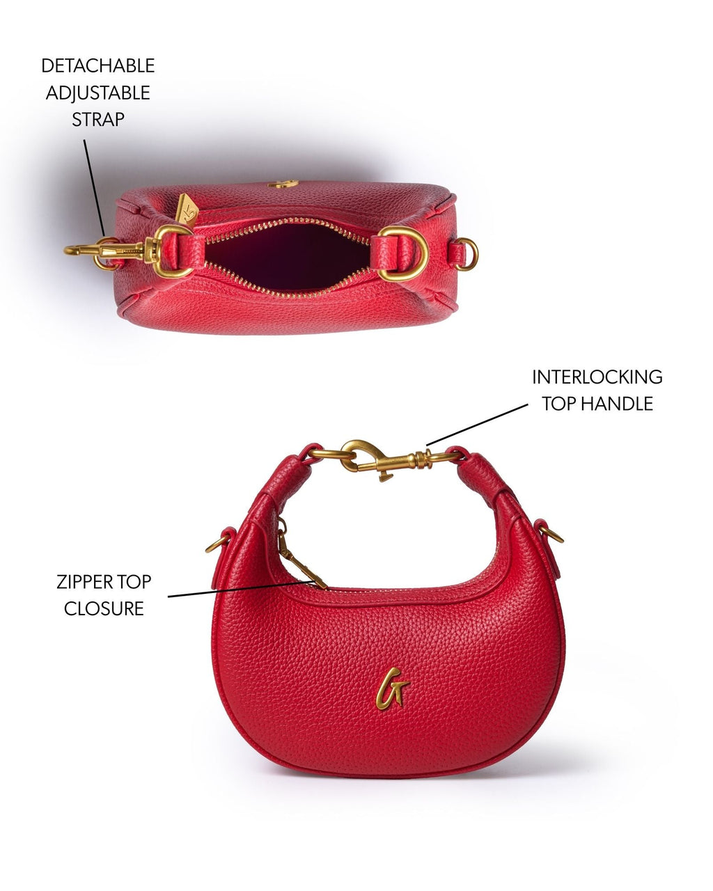 NANO PEBBLE HOBO BAG - RED