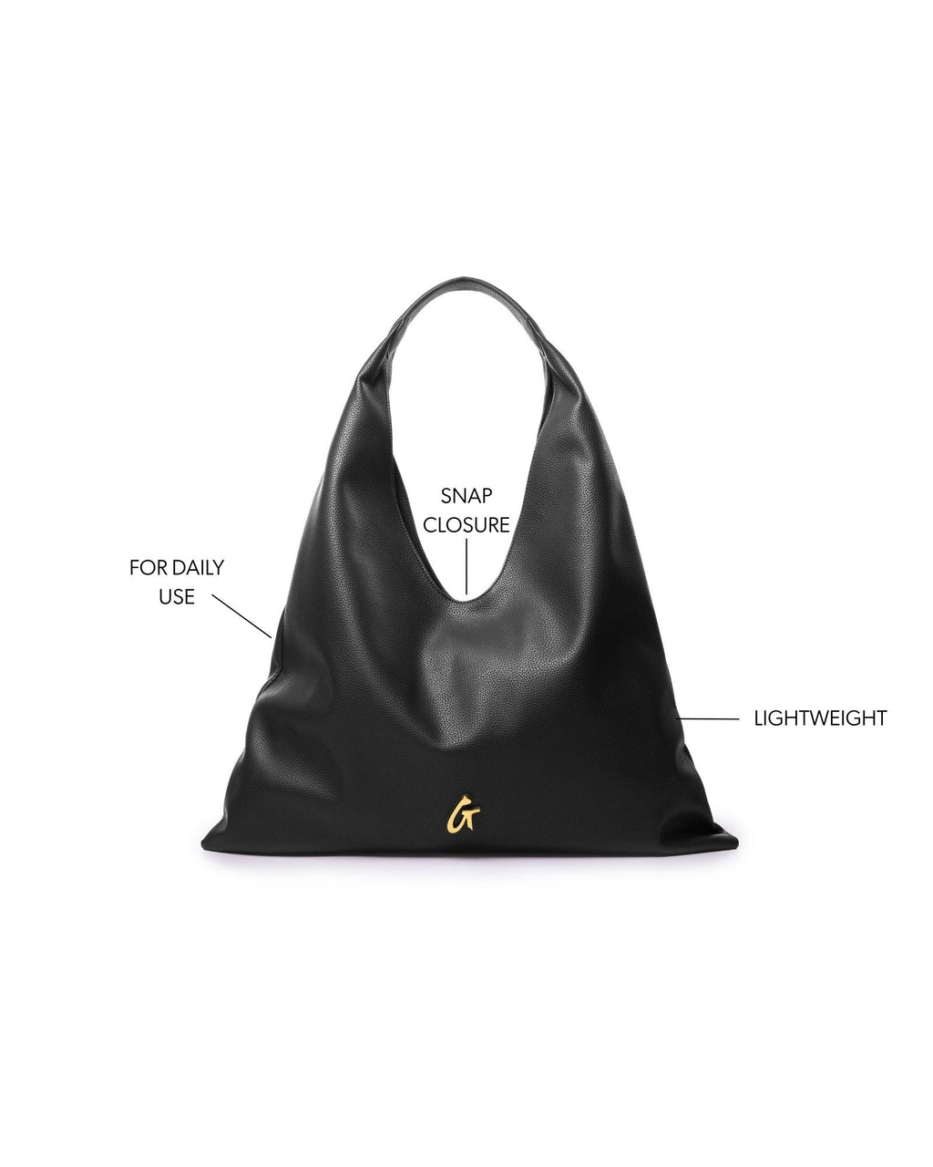 PEBBLE HOBO SHOULDER BAG - BLACK