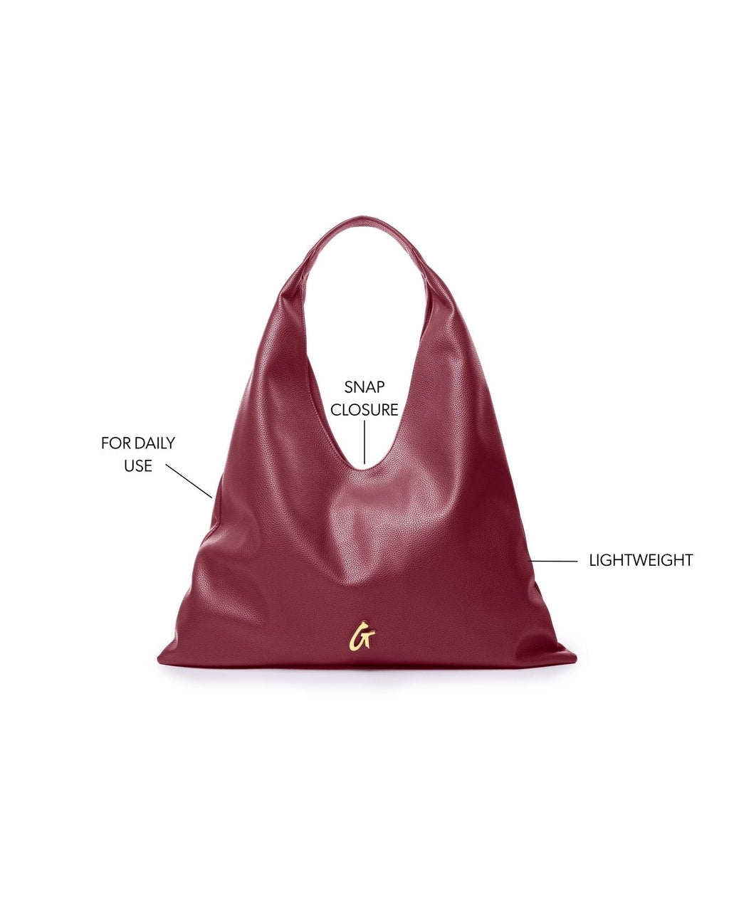 PEBBLE HOBO SHOULDER BAG - BURGUNDY