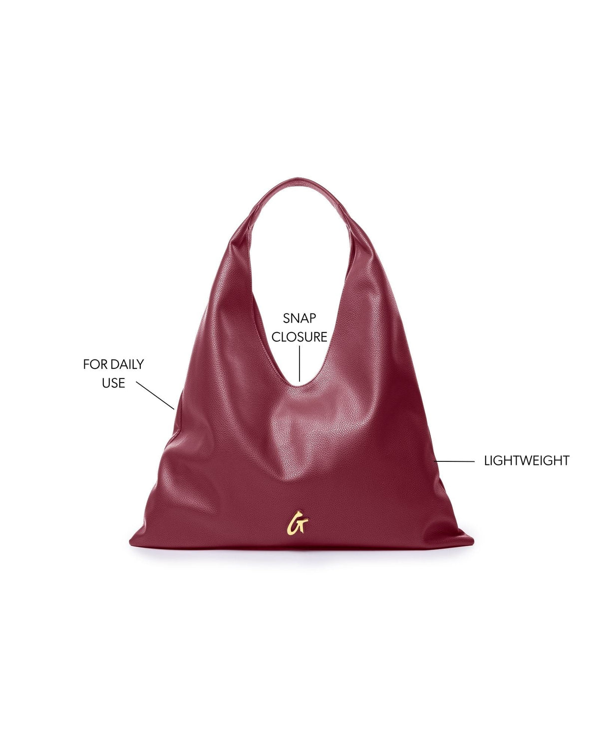 PEBBLE HOBO SHOULDER BAG - BURGUNDY