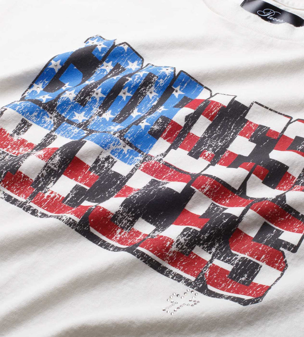 Pieces GPB Rhinestone Tee Off White