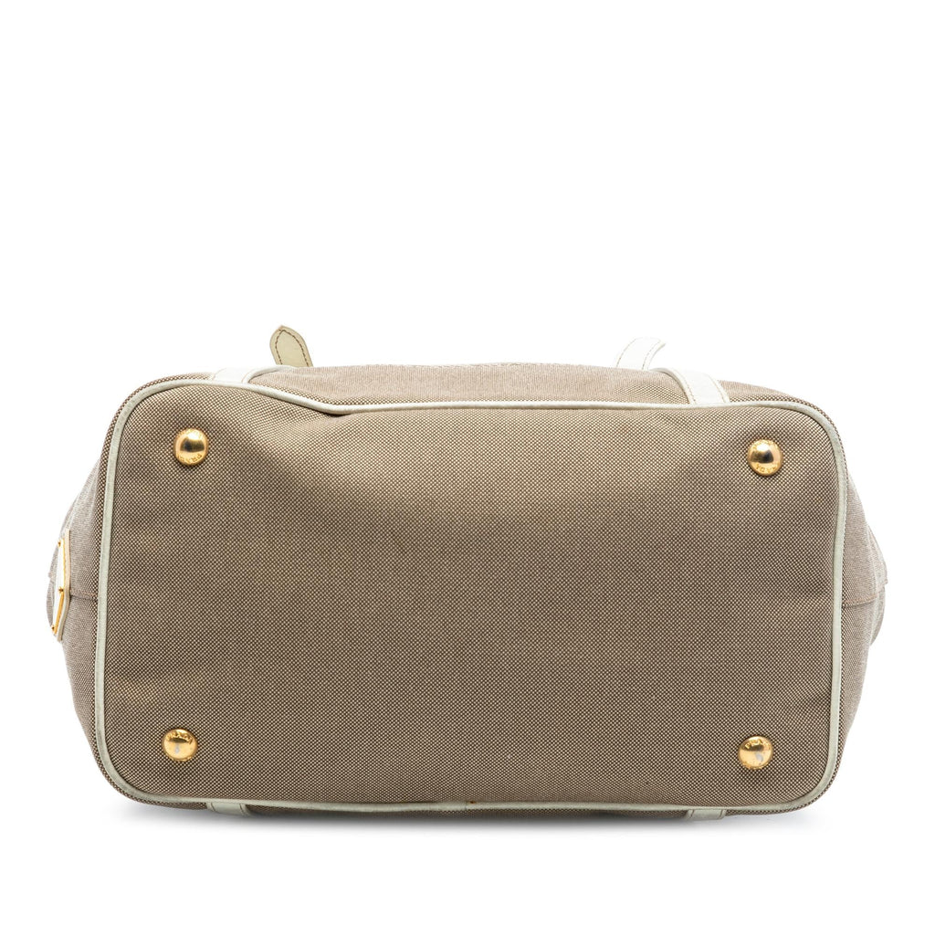 Prada Canvas Canapa Logo Bow Satchel - Beige