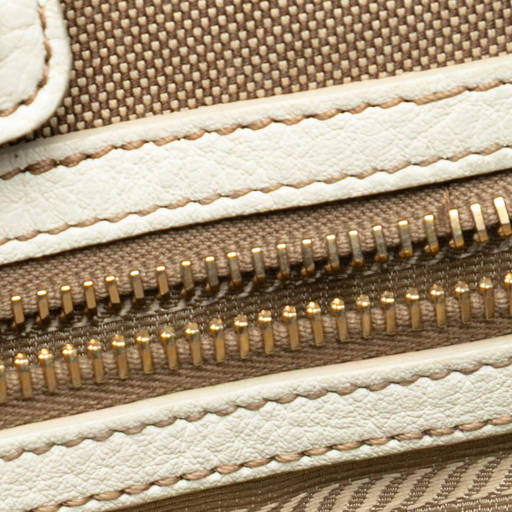Prada Canvas Canapa Logo Bow Satchel - Beige