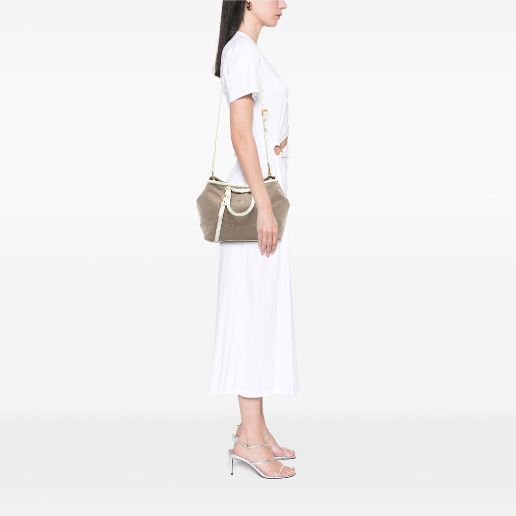 Prada Canvas Canapa Logo Bow Satchel - Beige