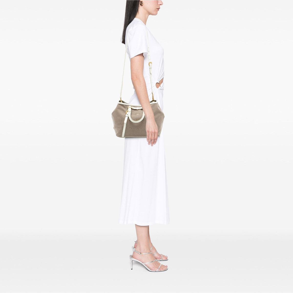 Prada Canvas Canapa Logo Bow Satchel - Beige