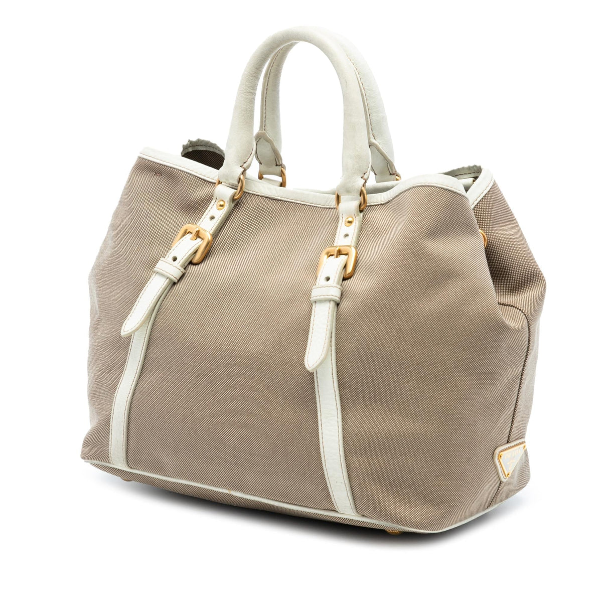 Prada Canvas Canapa Logo Bow Satchel - Beige