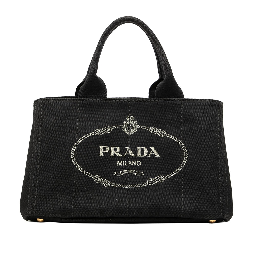 Prada Canvas Canapa Logo Satchel - Black