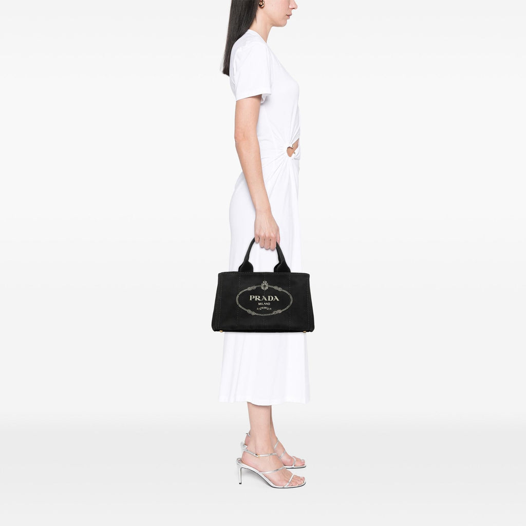 Prada Canvas Canapa Logo Satchel - Black