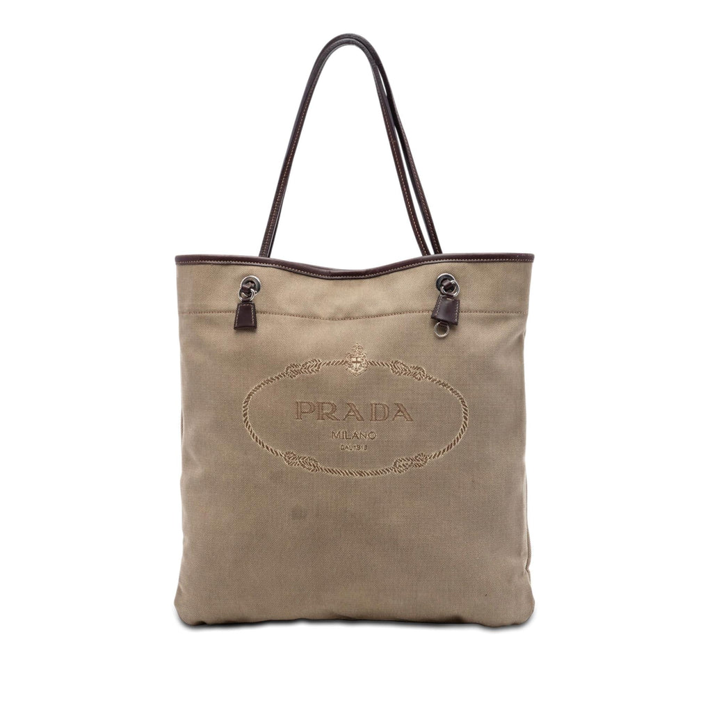 Prada Canvas Canapa Logo Tote Bag - Brown