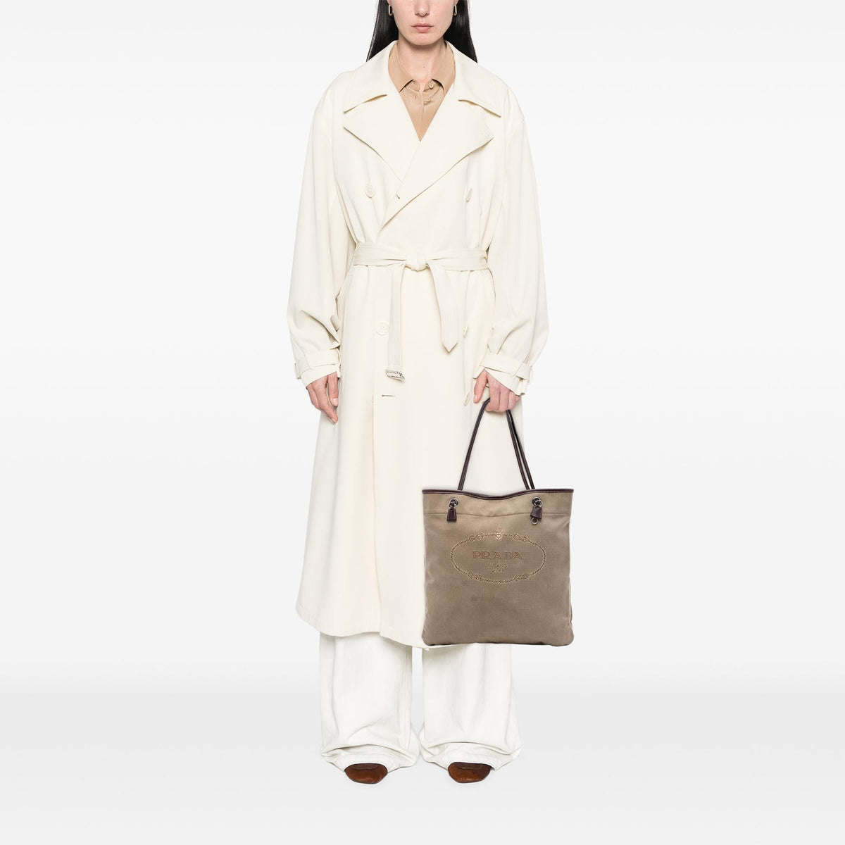 Prada Canvas Canapa Logo Tote Bag - Brown