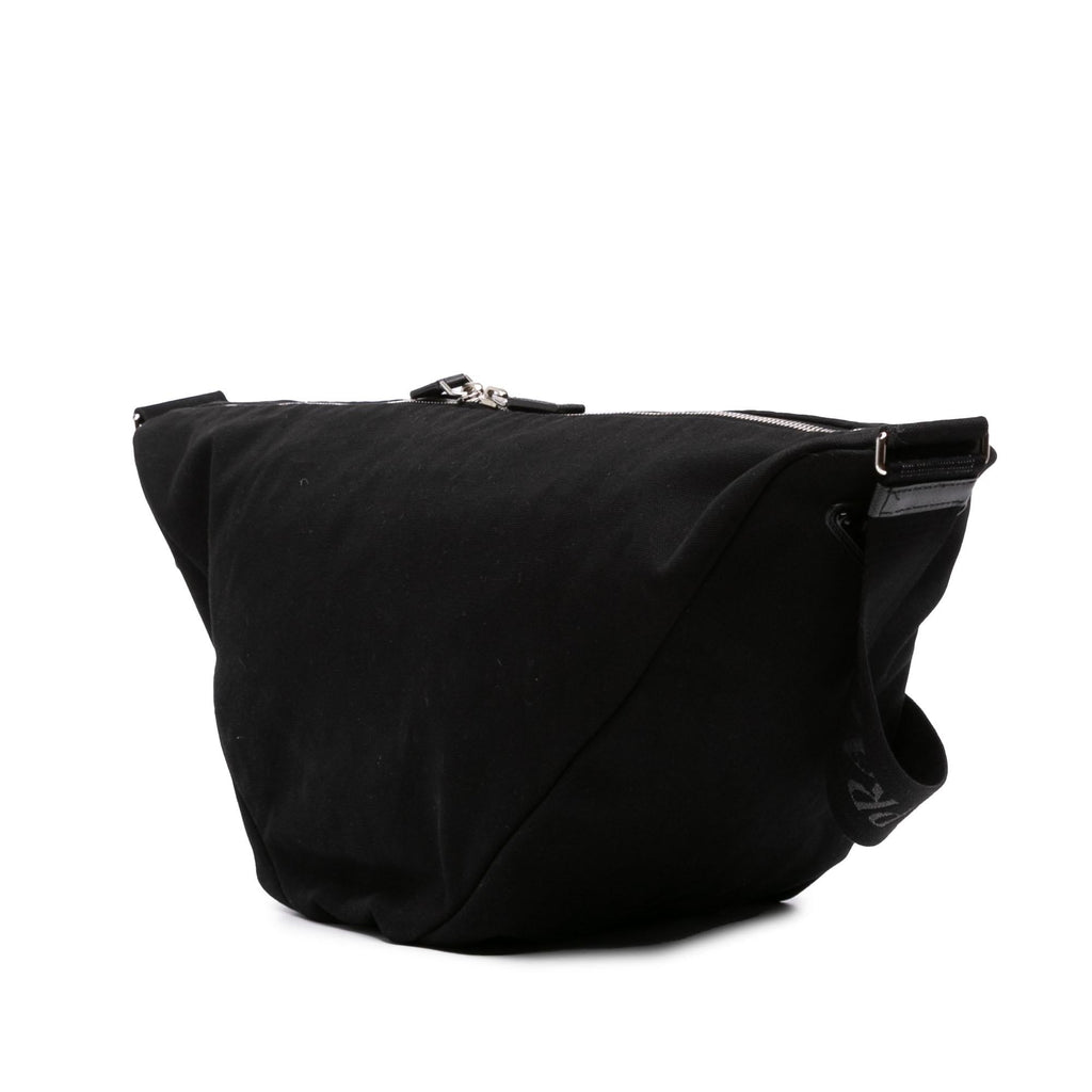 Prada Canvas Canapa Triangle Logo Shoulder Bag - Black