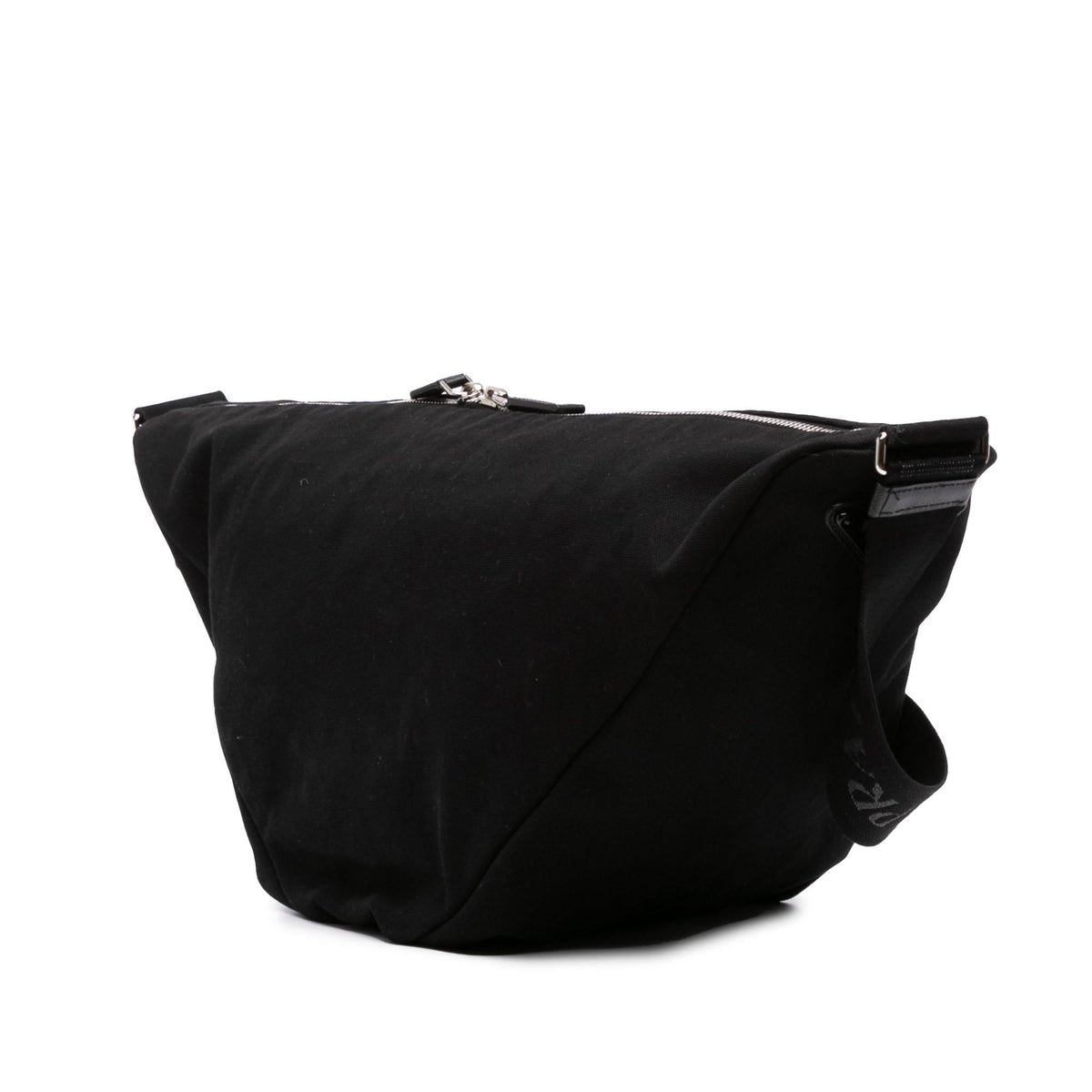 Prada Canvas Canapa Triangle Logo Shoulder Bag - Black