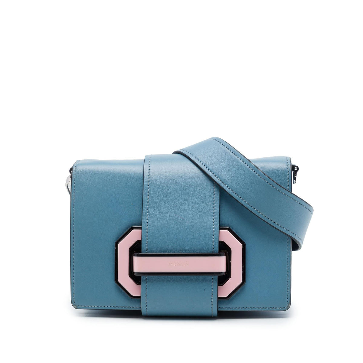 Prada City Calf Plex Ribbon Crossbody Bag - Blue