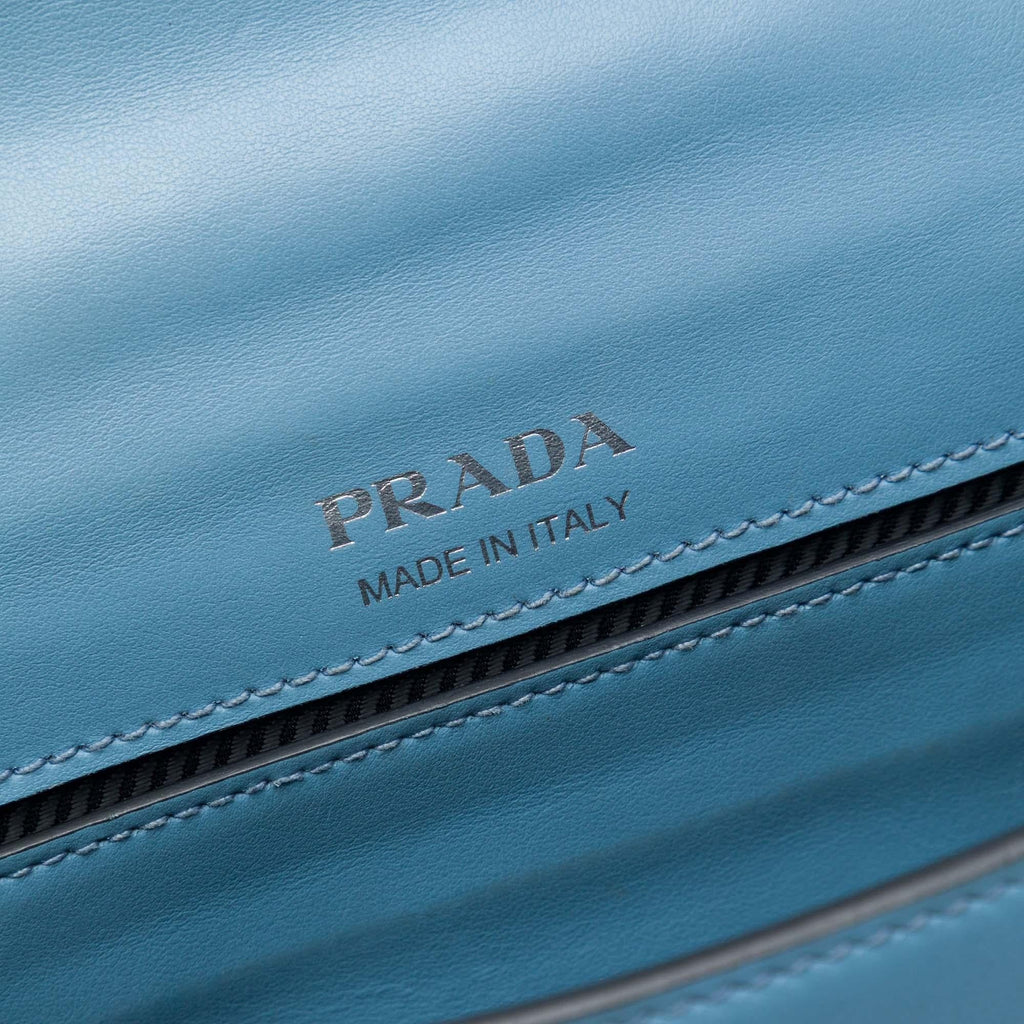 Prada City Calf Plex Ribbon Crossbody Bag - Blue