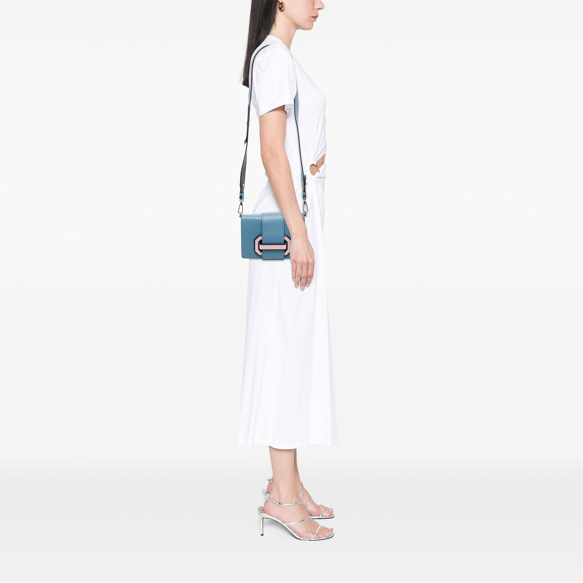 Prada City Calf Plex Ribbon Crossbody Bag - Blue