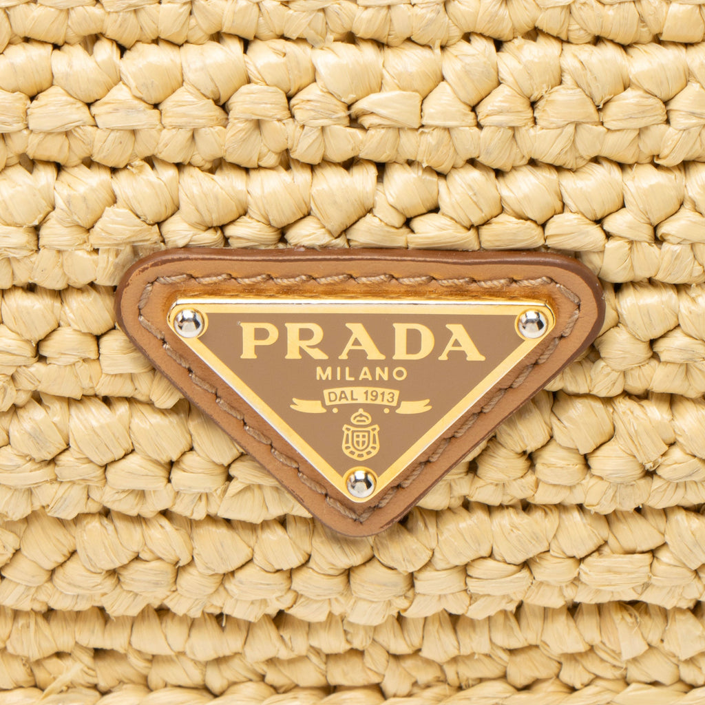 Prada Crochet Raffia Re-Edition 2005 Crossbody Bag - Beige