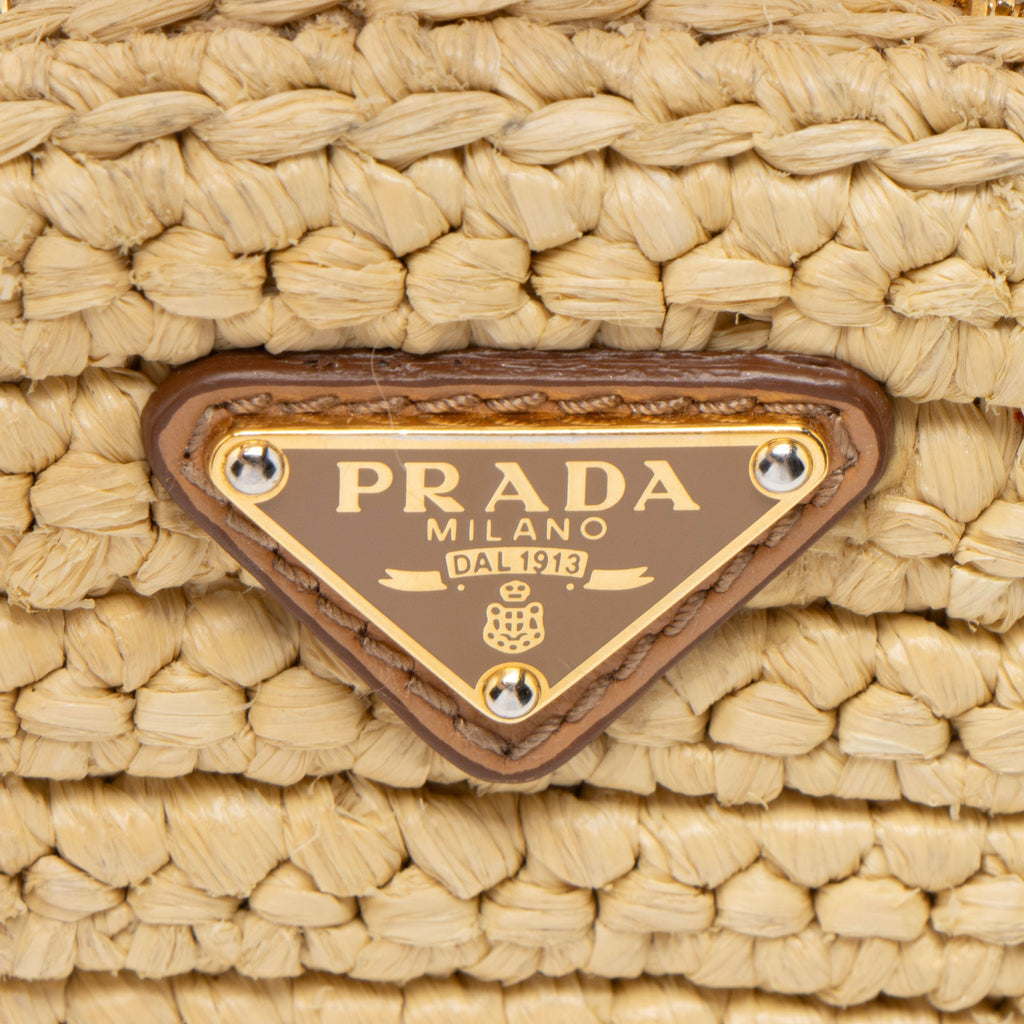 Prada Crochet Raffia Re-Edition 2005 Crossbody Bag - Beige