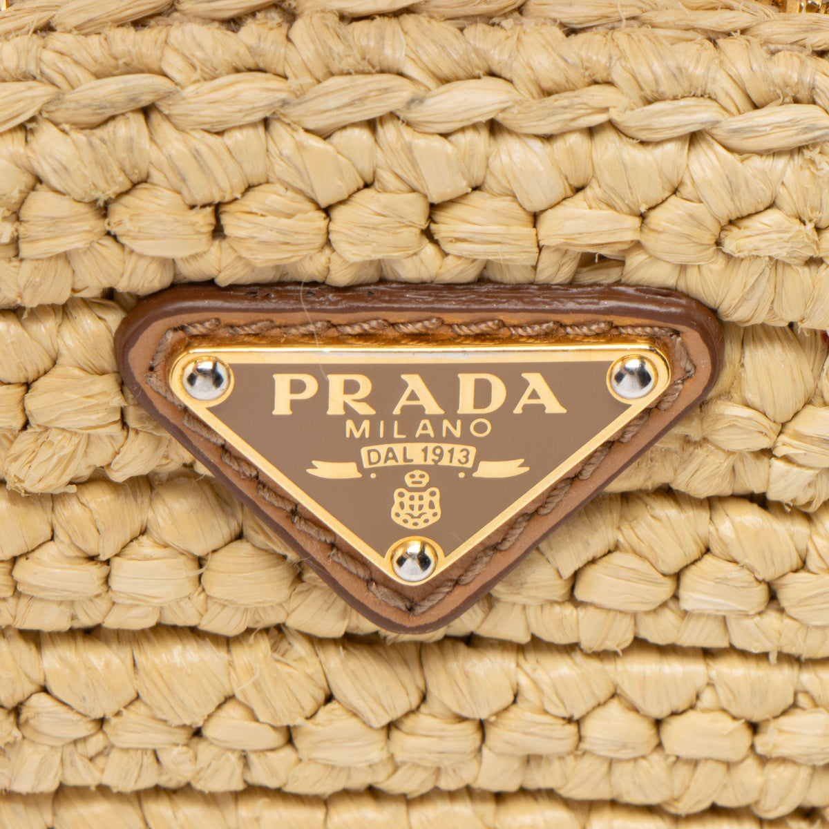 Prada Crochet Raffia Re-Edition 2005 Crossbody Bag - Beige