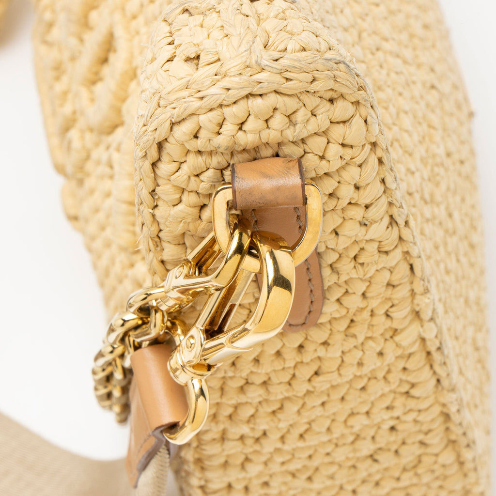 Prada Crochet Raffia Re-Edition 2005 Crossbody Bag - Beige